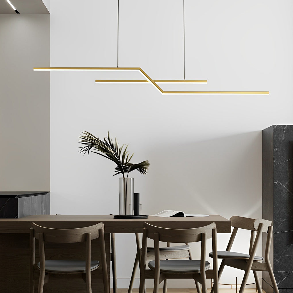 Modern Wave Linear LED Pendant Light with 3-Step Dimming