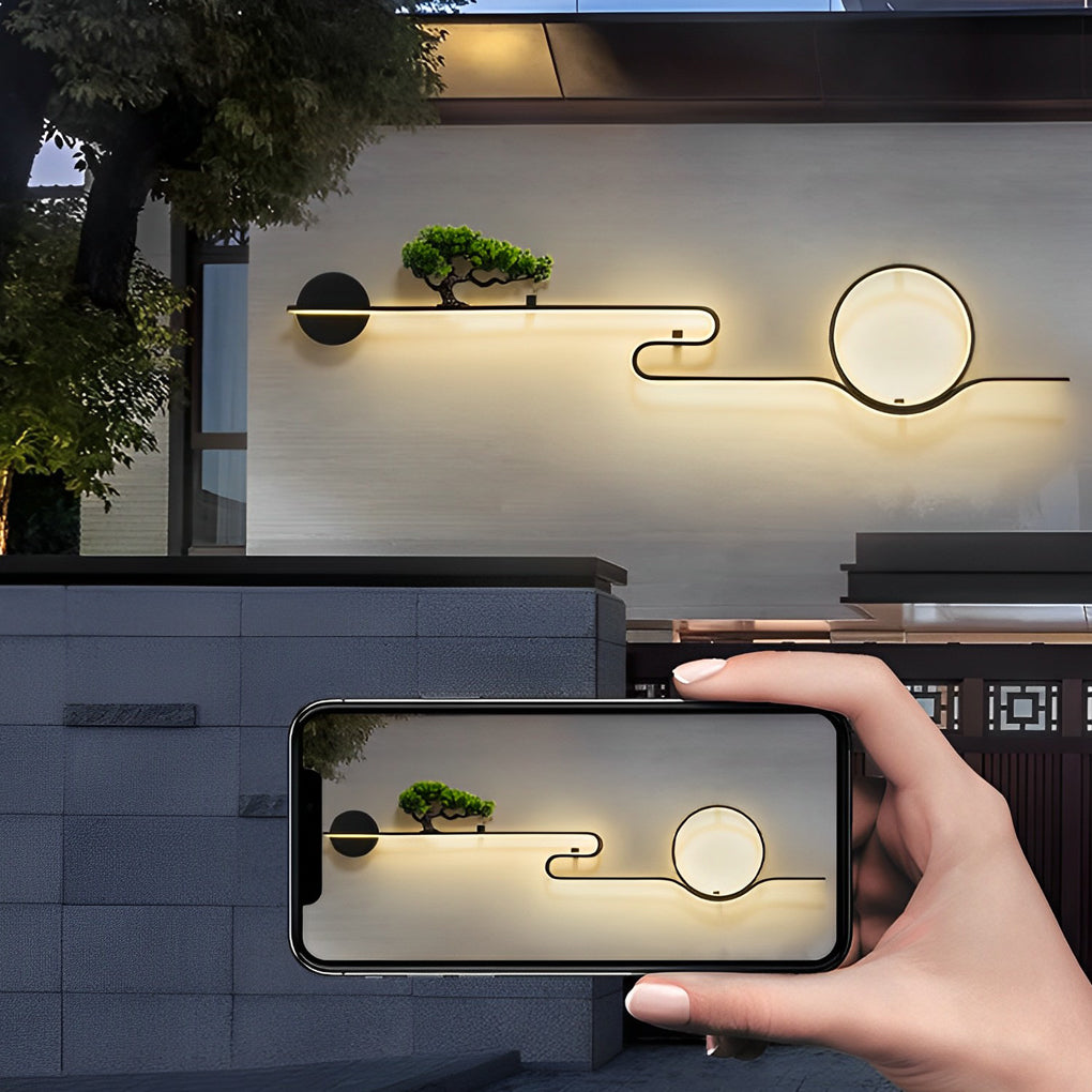 Moon Tree Outdoor LED Wall Light – Modern Waterproof Aluminum Sconce
