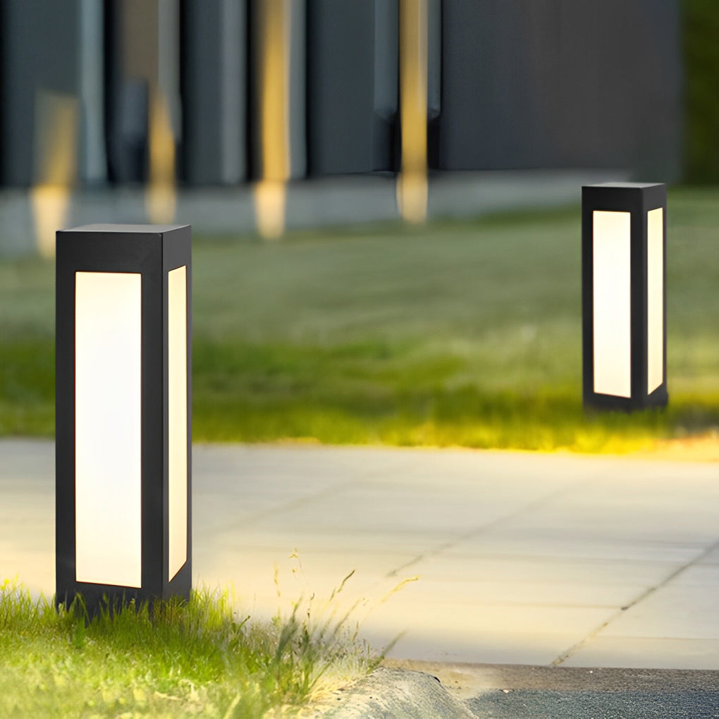 Modern Black Solar Bollard Light - LED Outdoor Pathway Lighting