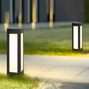 Modern Black Solar Bollard Light - LED Outdoor Pathway Lighting