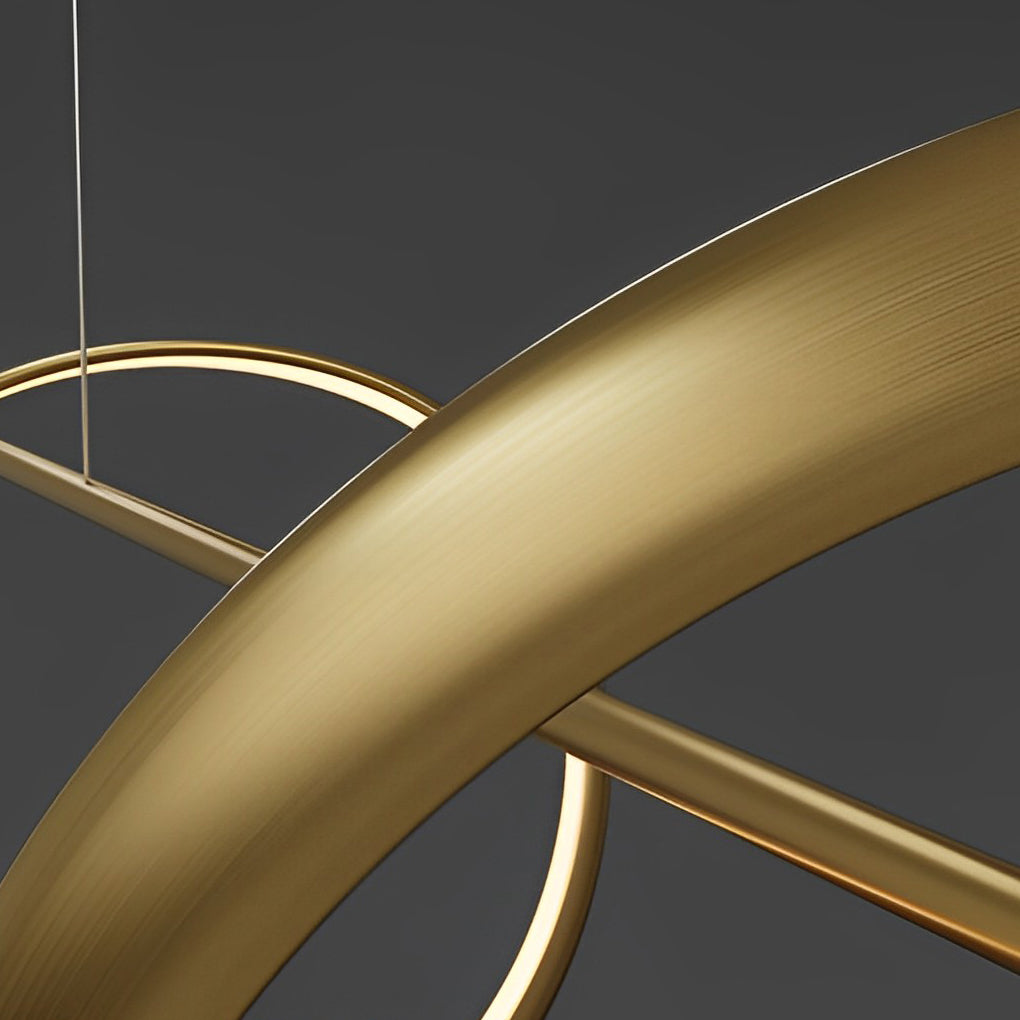 Modern Wave LED Copper Pendant Light for Dining Room