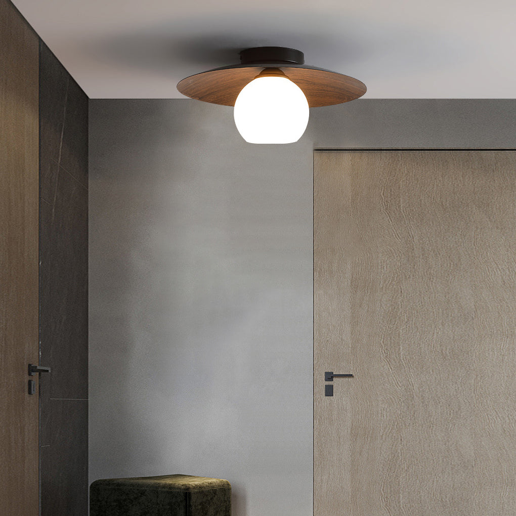 Modern Bowl LED Ceiling Light | Glass & Iron Flush Mount