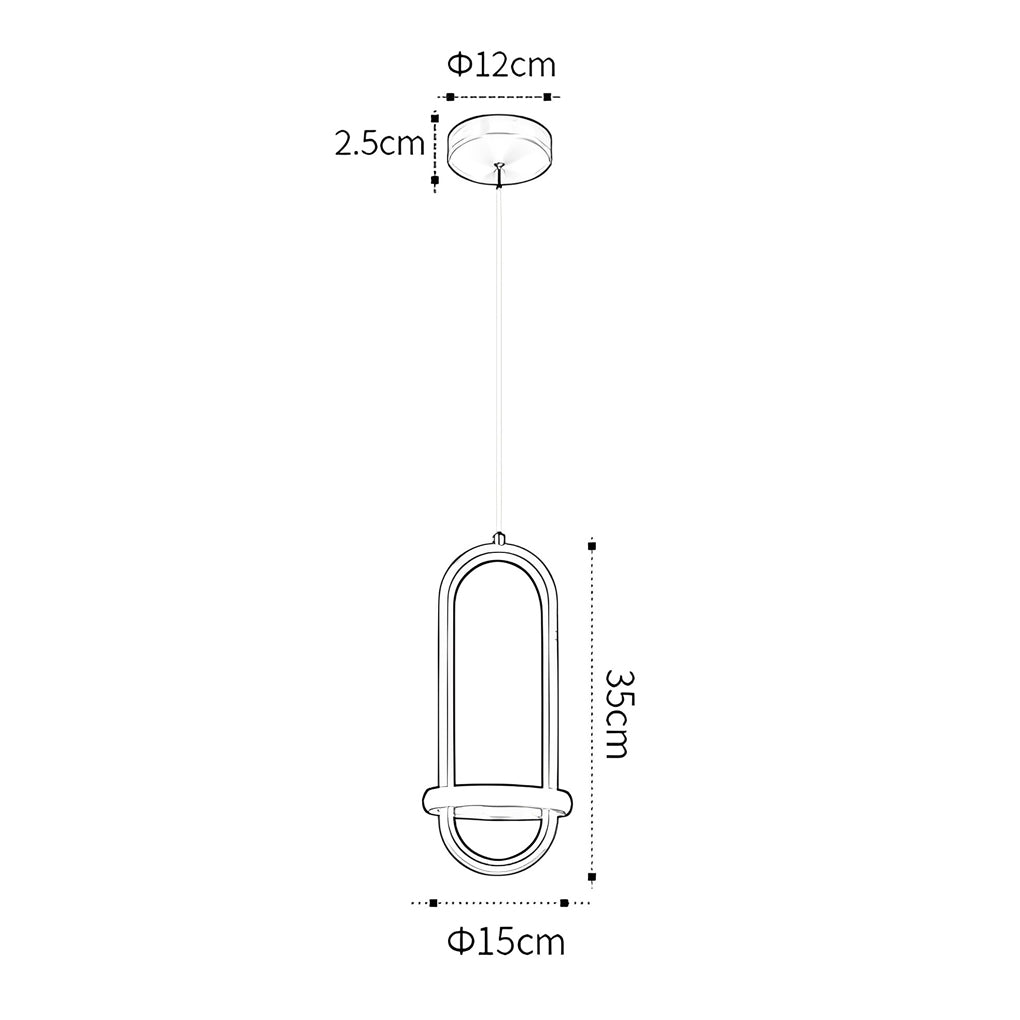 Modern Rounded Rectangle LED Pendant Light Aluminum Silicone Shade