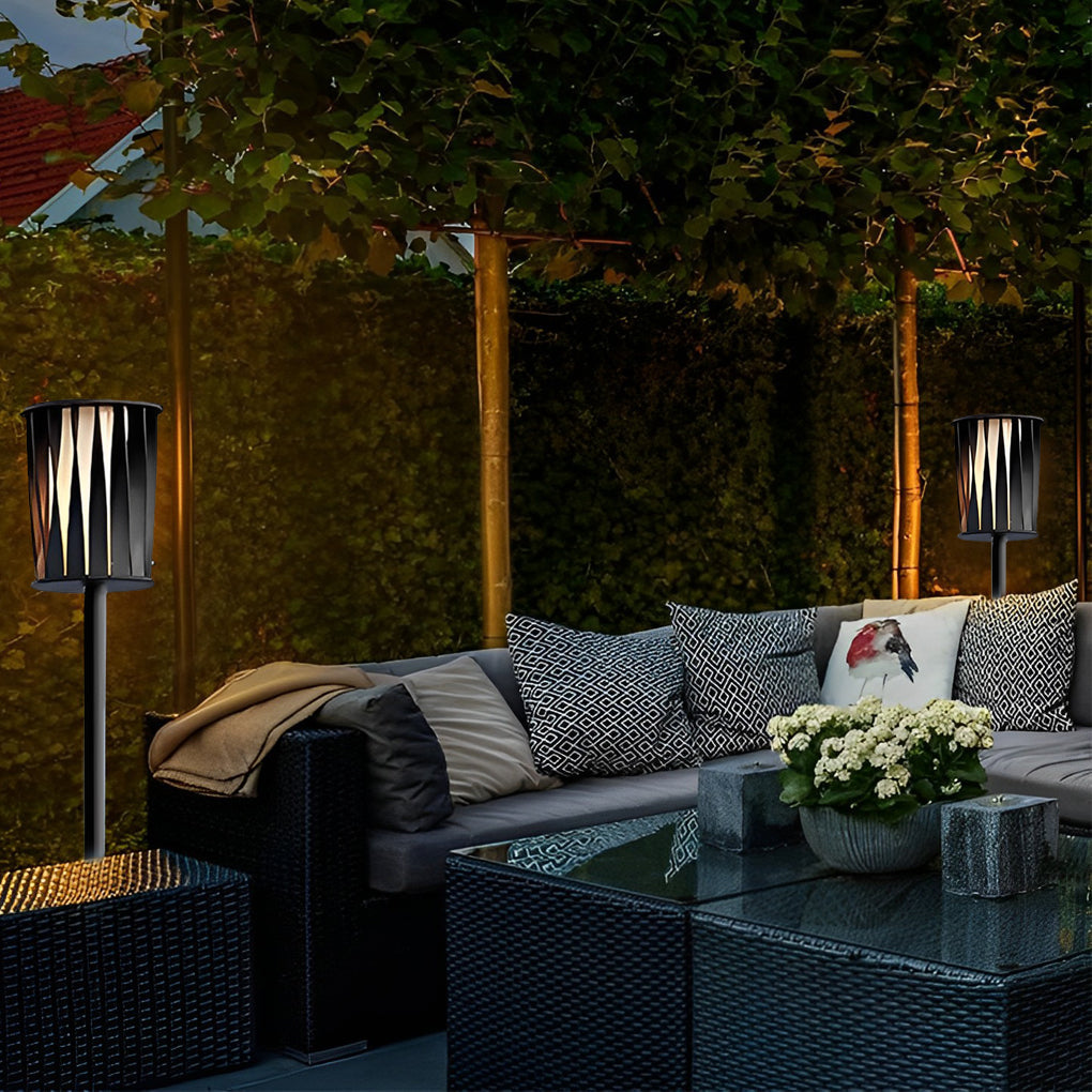 Modern Outdoor Floor Lamp with Rotating Slats & IP65 Waterproof