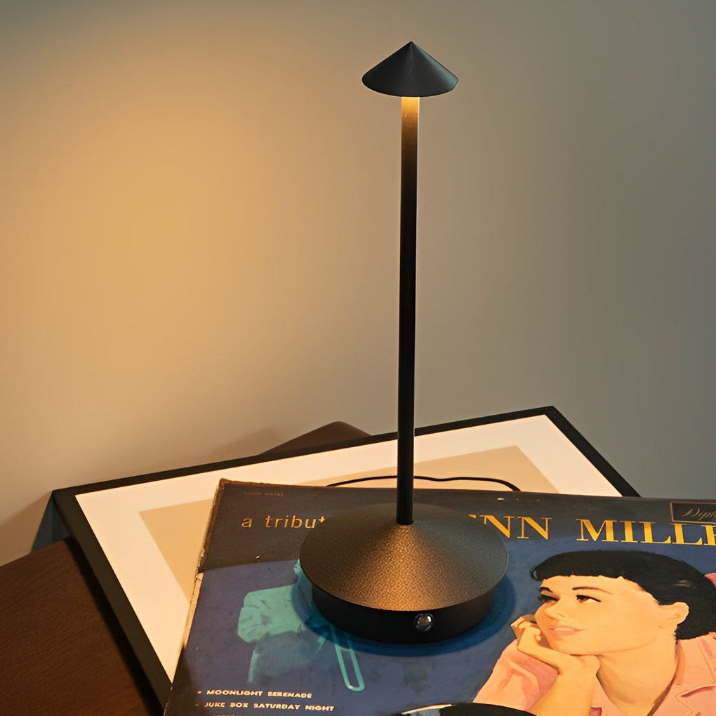 Cordless Mushroom Table Lamp - Modern Aluminum LED Touch Dimming