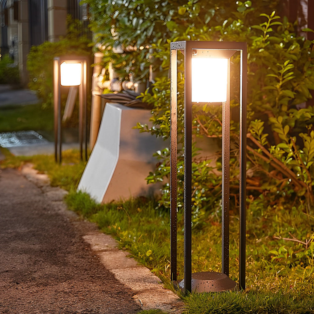 Solar LED Path Light Modern Black Aluminum Adjustable Brightness