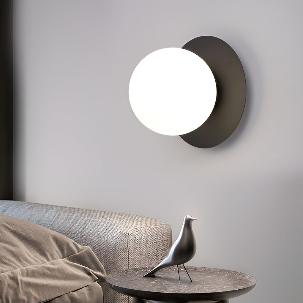 Modern Glass Ball Wall Sconce with LED - Black & Gold Finish