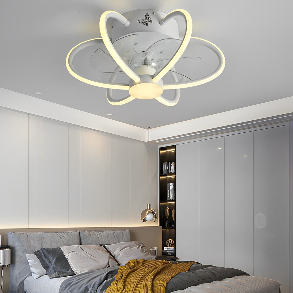 Floral Bladeless Ceiling Fan Light with Dimmable LED