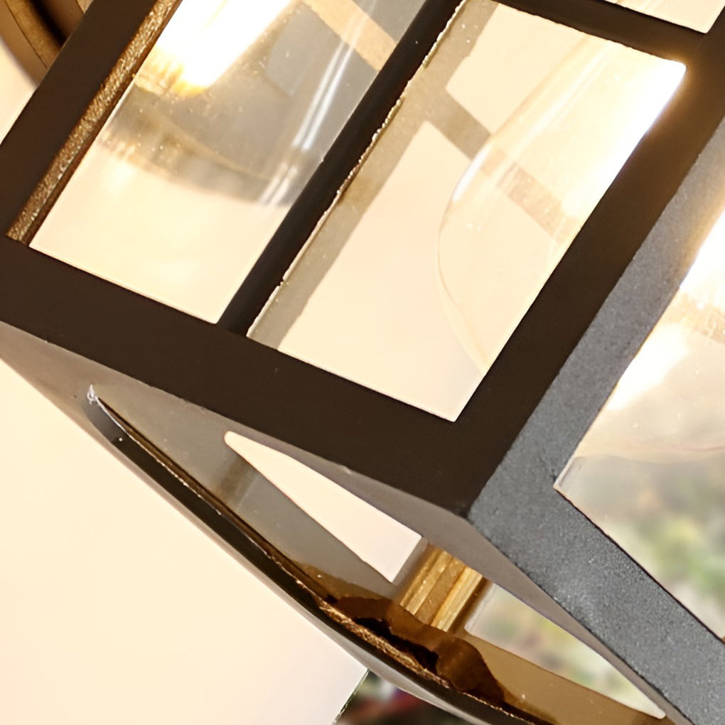 Antique Lantern Glass Waterproof Outdoor Wall Sconce Black