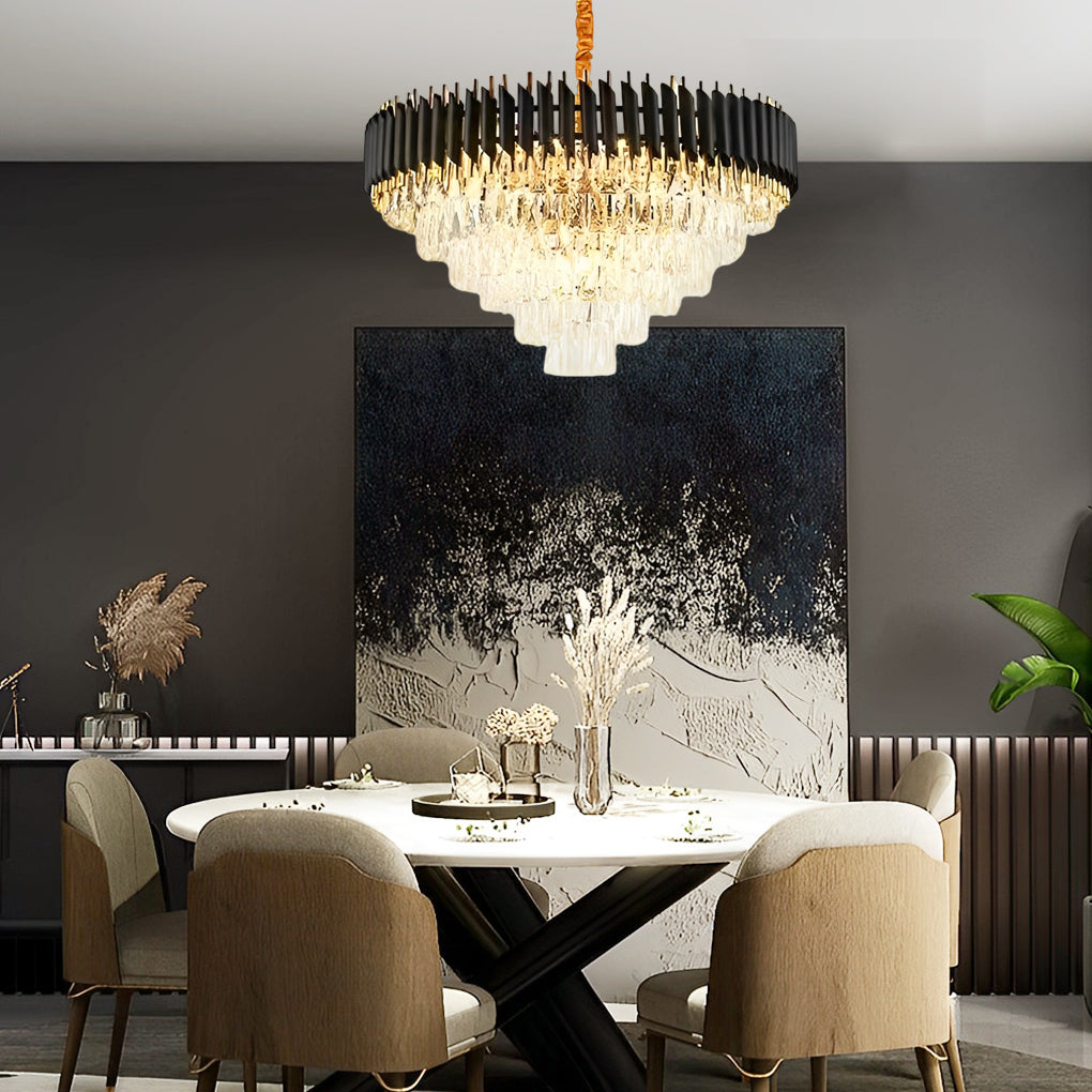 Crystal Round Oval Chandelier Modern Luxury Dimming Iron Glass