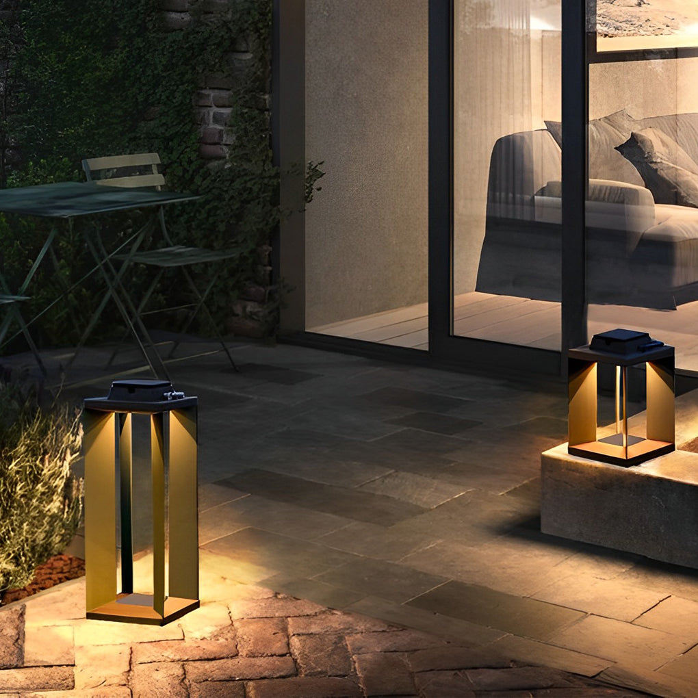 Modern Black Solar Outdoor Floor Lamp with LED - Waterproof