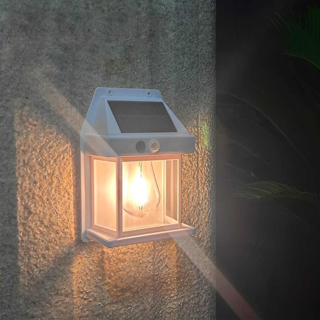Solar Motion Sensor Wall Lantern with Tungsten Bulb