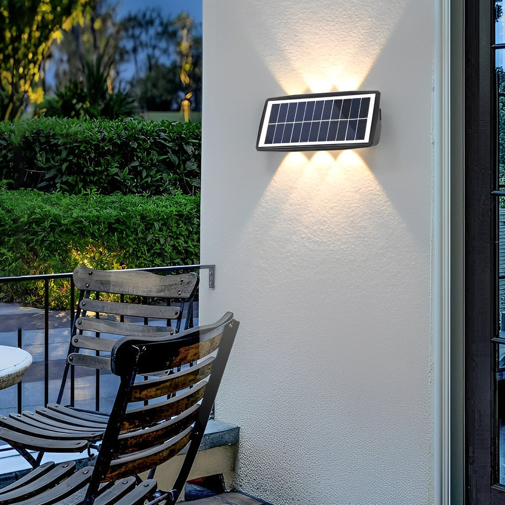 Rectangular Solar LED Outdoor Wall Lamp – Up Down Waterproof Black