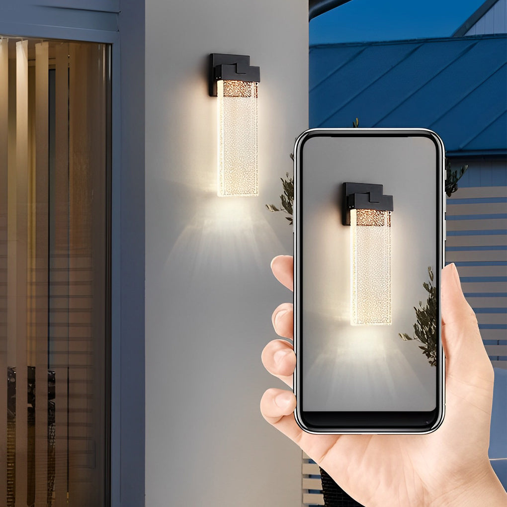 Rectangular Bubble Crystal Modern Outdoor Wall Lamp - Waterproof LED