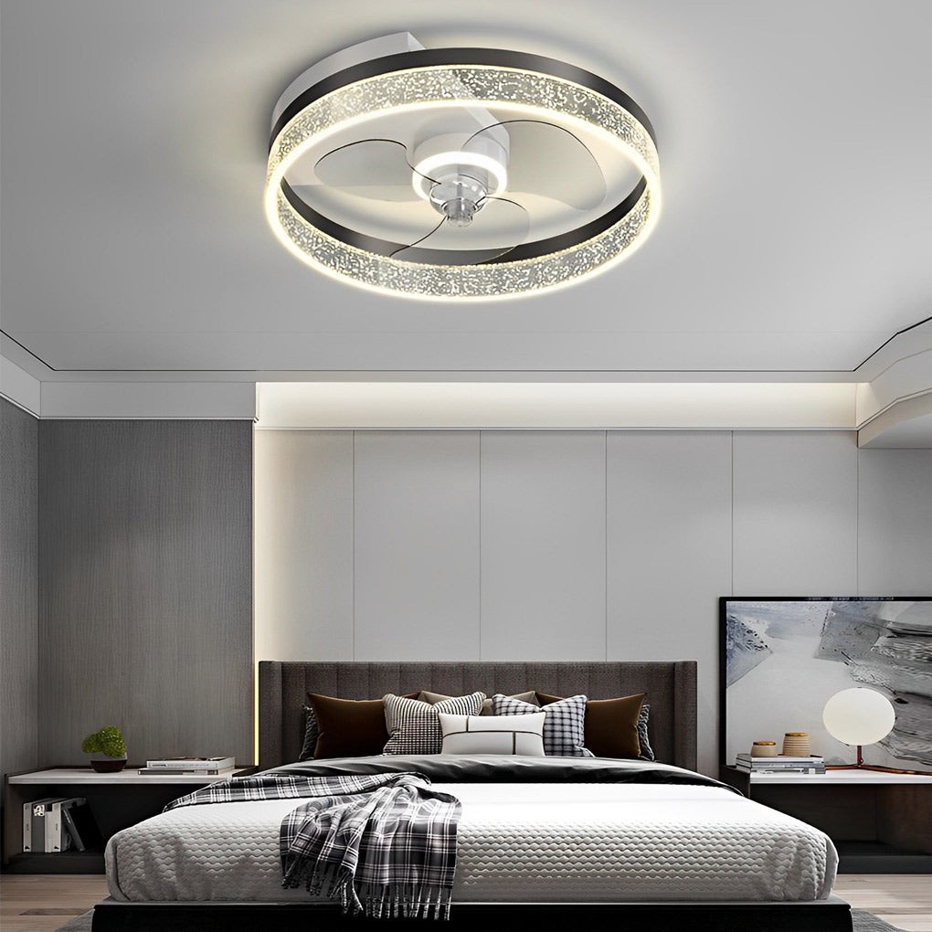 Modern Bladeless Ceiling Fan with LED Light - Silent Smart Control