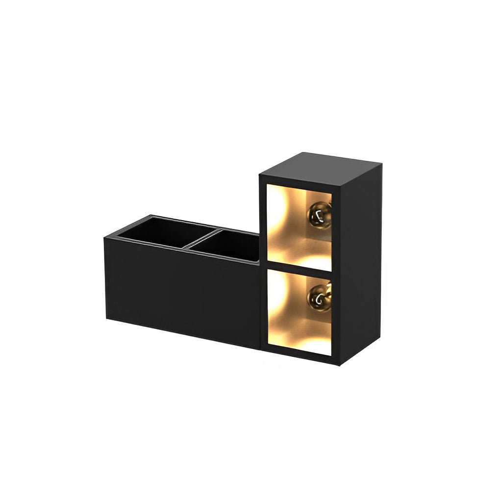 Waterproof Modern Black Wall Lamp with Integrated Flowerpot