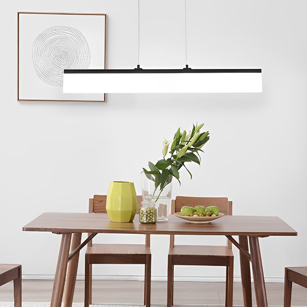 Modern Linear LED Pendant Light with Stepless Dimming - Black
