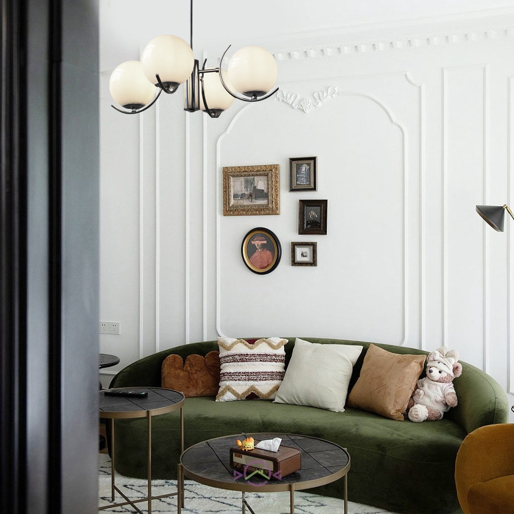 Modern Glass Globe Chandelier - 4/5 Lights Nordic Iron Design