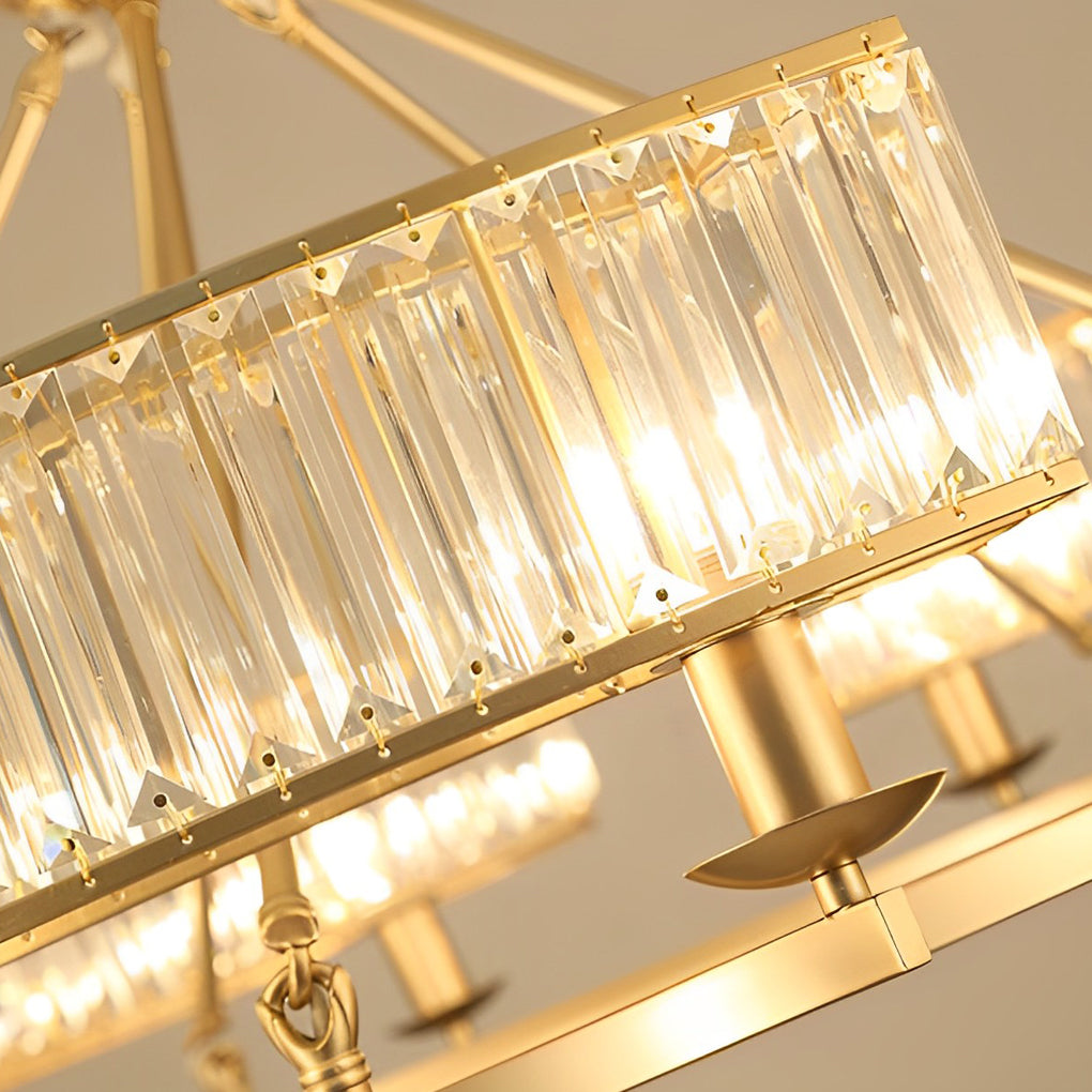 Modern Crystal Chandelier with Three-Step Dimming & Metal Frame