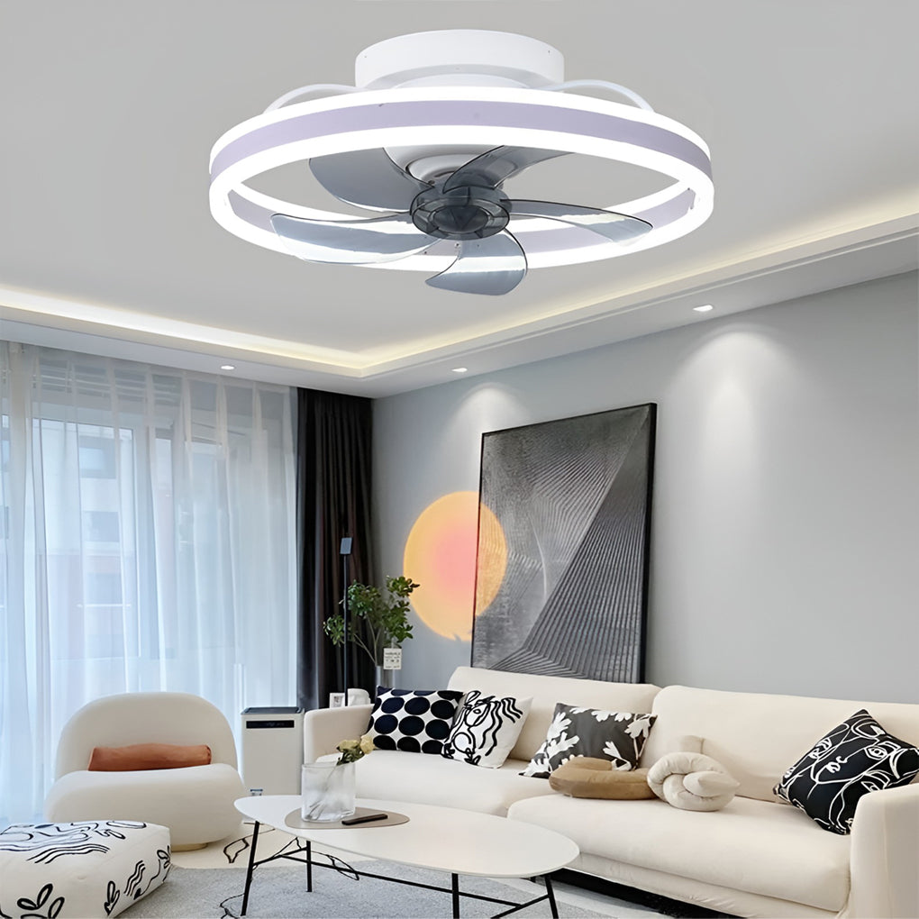 Modern Ceiling Fan Light with Stepless Dimming & Remote Control