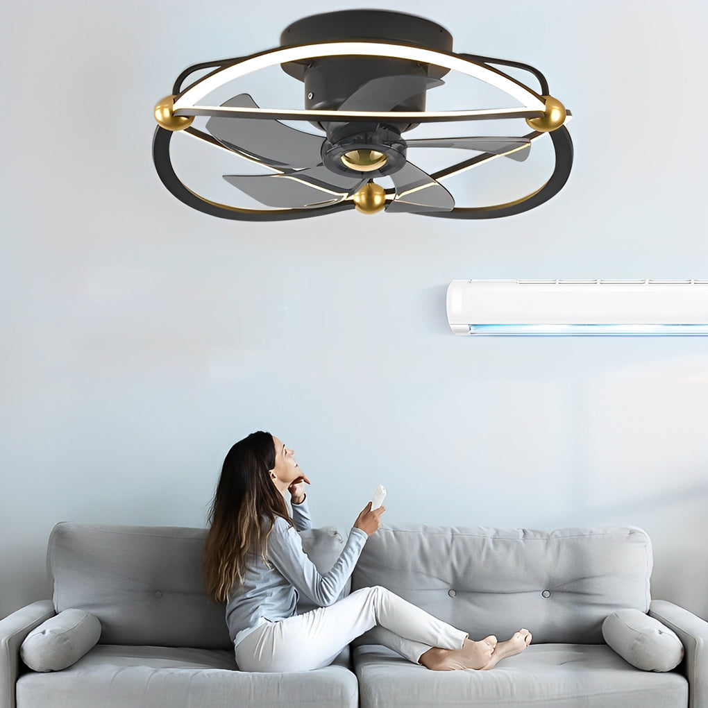 Modern Bladeless Ceiling Fan Light with Remote & Stepless Dimming