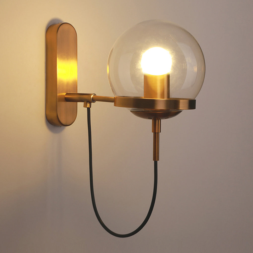Industrial Glass Ball Wall Sconce with Metal Frame
