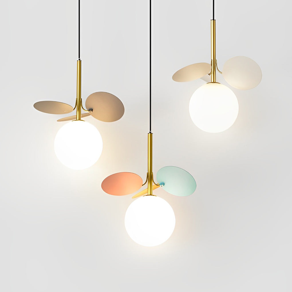 Modern Glass Flower Leaf Pendant Light with Adjustable Wire