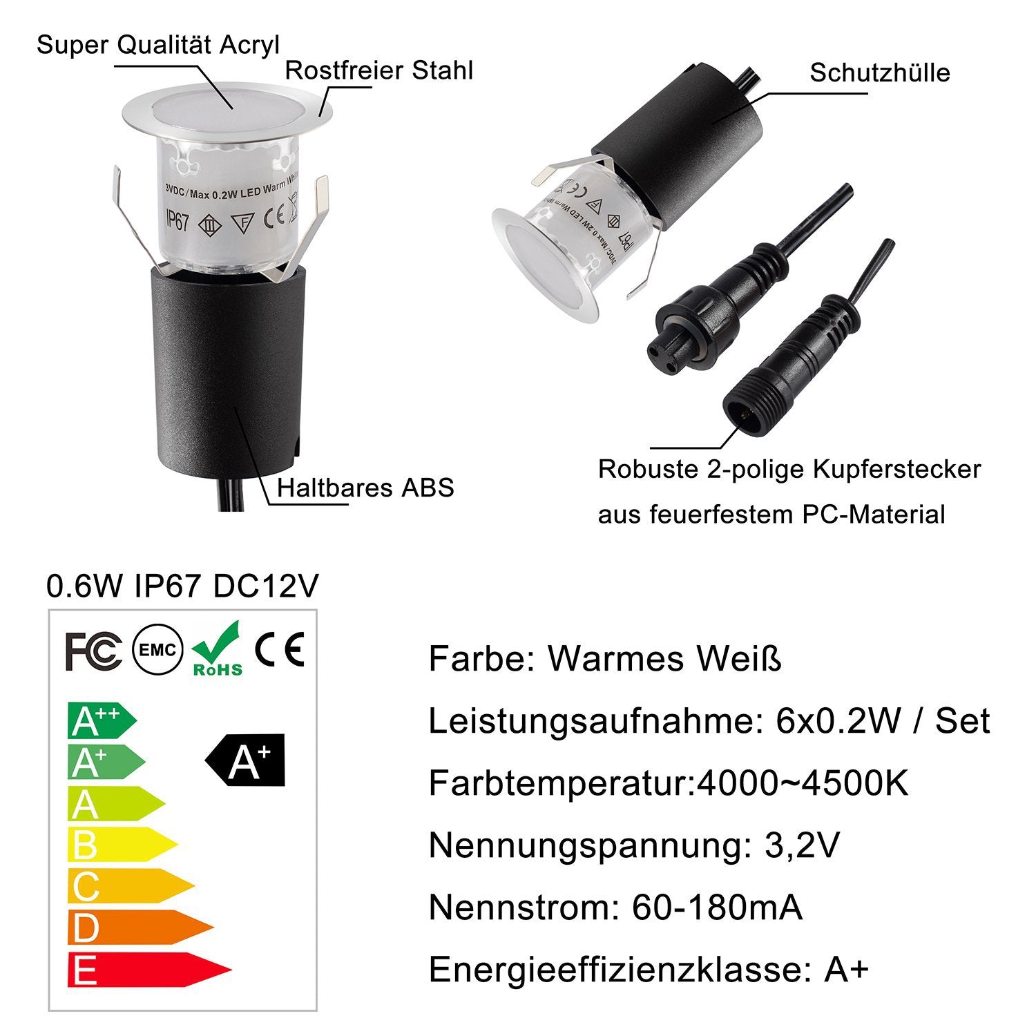 Solar LED Step Lights 8-Piece Set for Outdoor Decks & Stairs