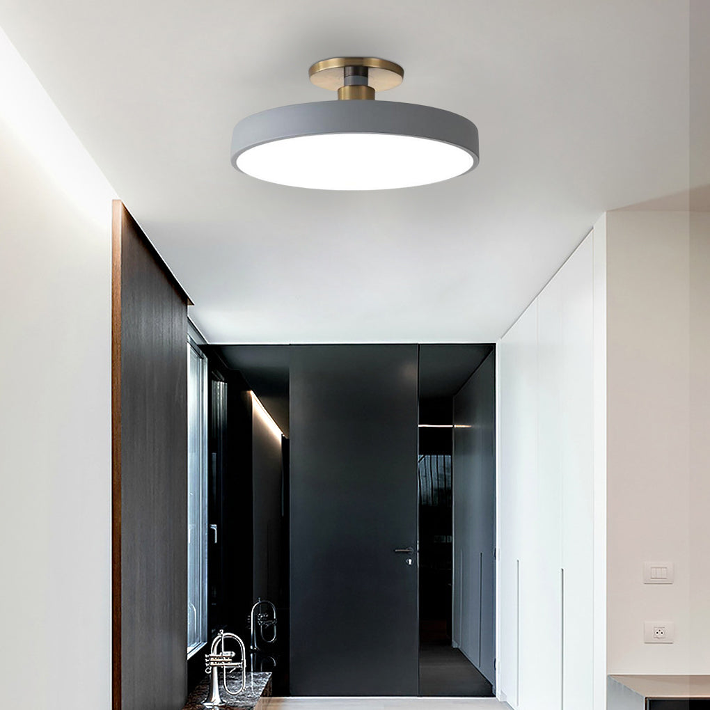 Modern Circular LED Semi-Flush Mount Ceiling Light
