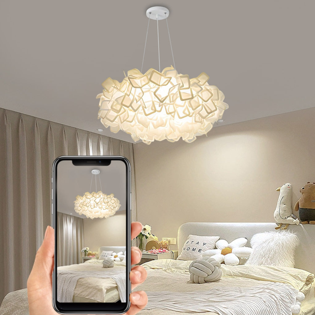 Modern White Flower Petal LED Pendant Light - 3-Step Dimmable