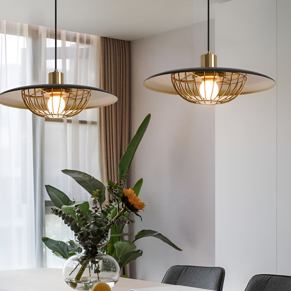 Modern Circular Iron Pendant Light with Three-Step Dimming