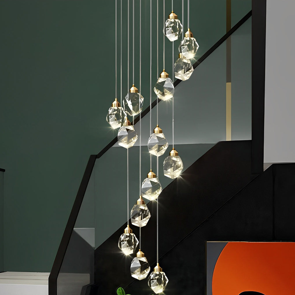 Spiral Crystal Staircase Chandelier Modern Electroplated Gold