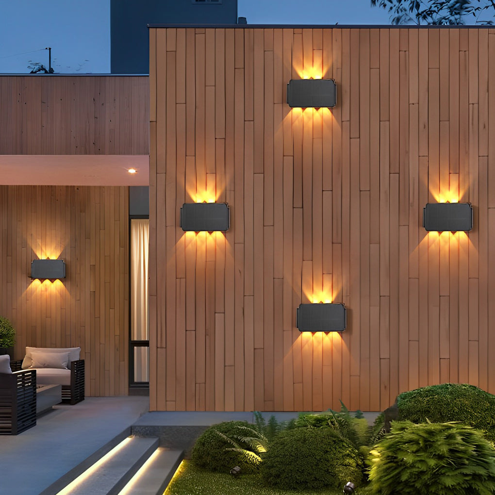 Modern Solar LED Up Down Wall Light Waterproof Outdoor Sconce