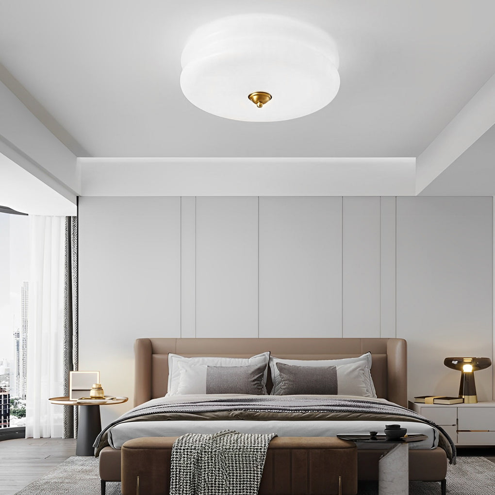 Modern Glass Drum LED Flush Mount Ceiling Light - Three Step Dimming