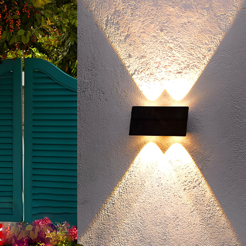 Solar LED Up Down Wall Light Waterproof Outdoor Modern Washer