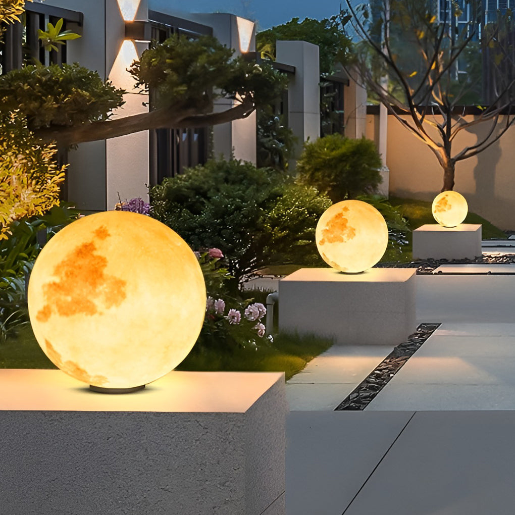 Moon Waterproof LED Solar Post Cap Light - Modern Outdoor Pillar