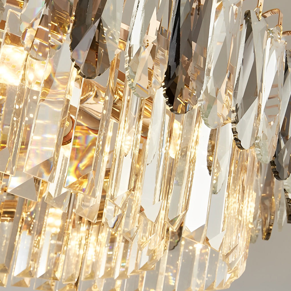 Double Layer Crystal Chandelier – Modern Gold Electroplated Metal