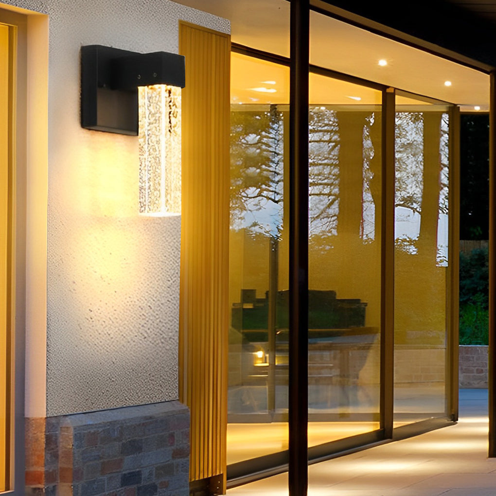 Crystal Black Modern Outdoor Wall Lamp 10W LED Waterproof Light