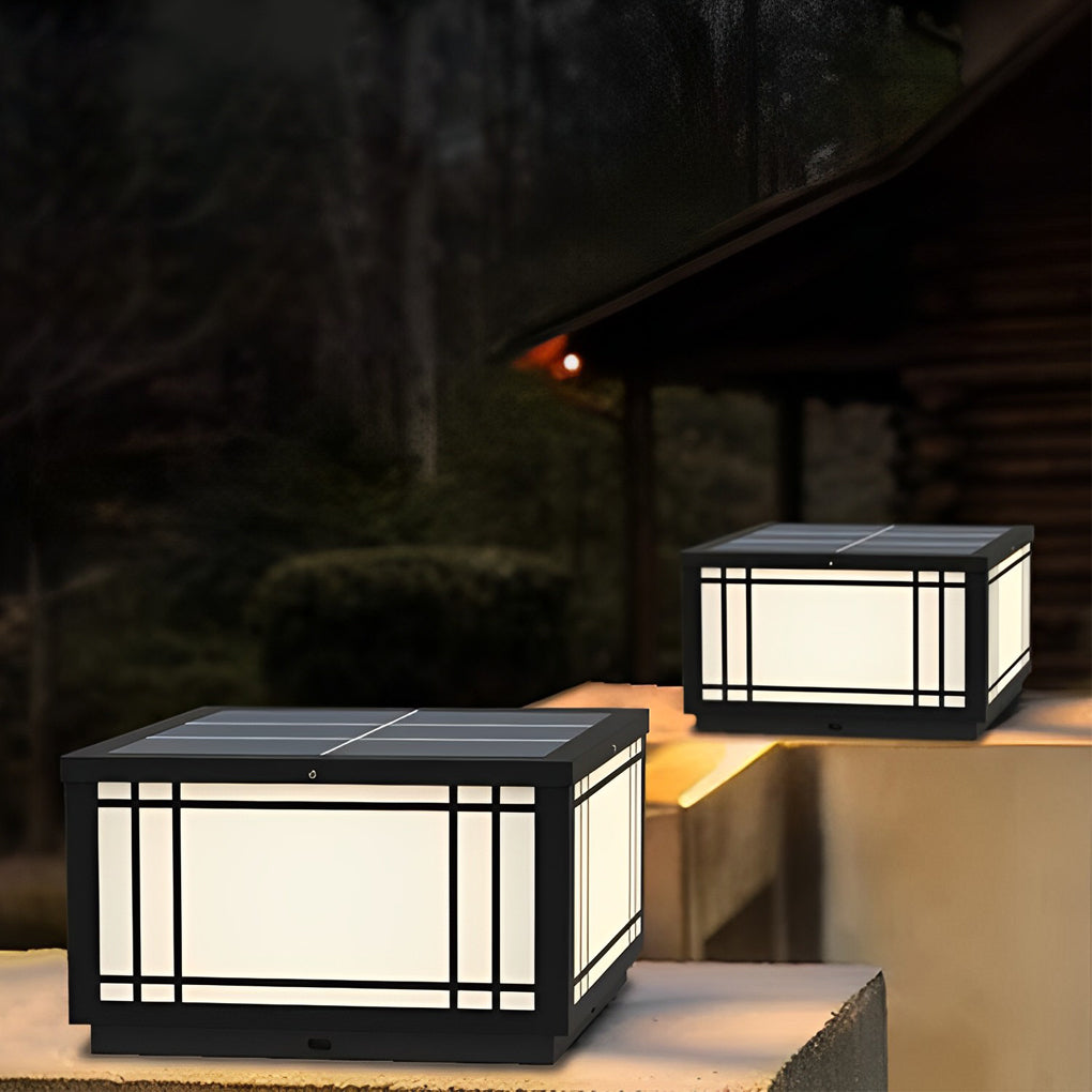 Modern Solar Fence Post Light with Remote Control & 3-Step Dimming