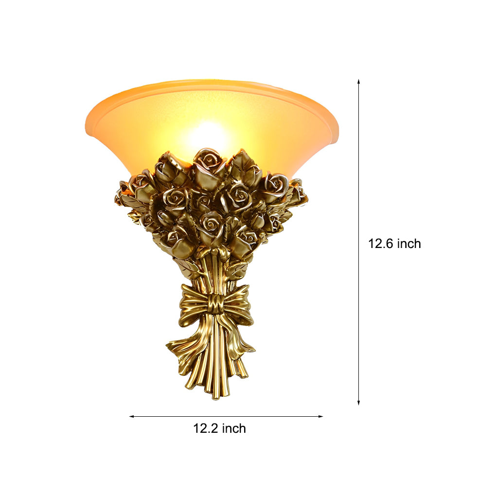 Rose Bouquet Resin Glass Wall Sconce Modern European Lighting