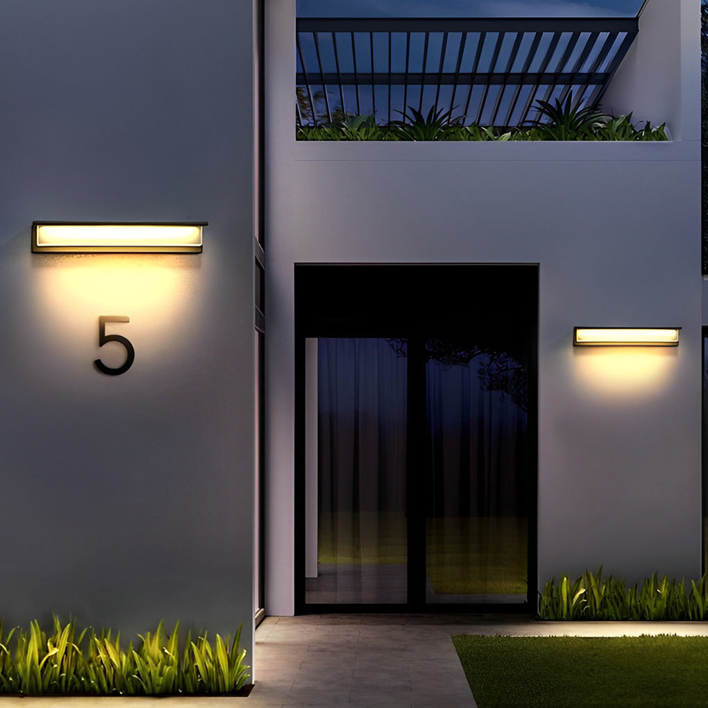 Modern Rectangular Solar LED Outdoor Wall Light - Waterproof