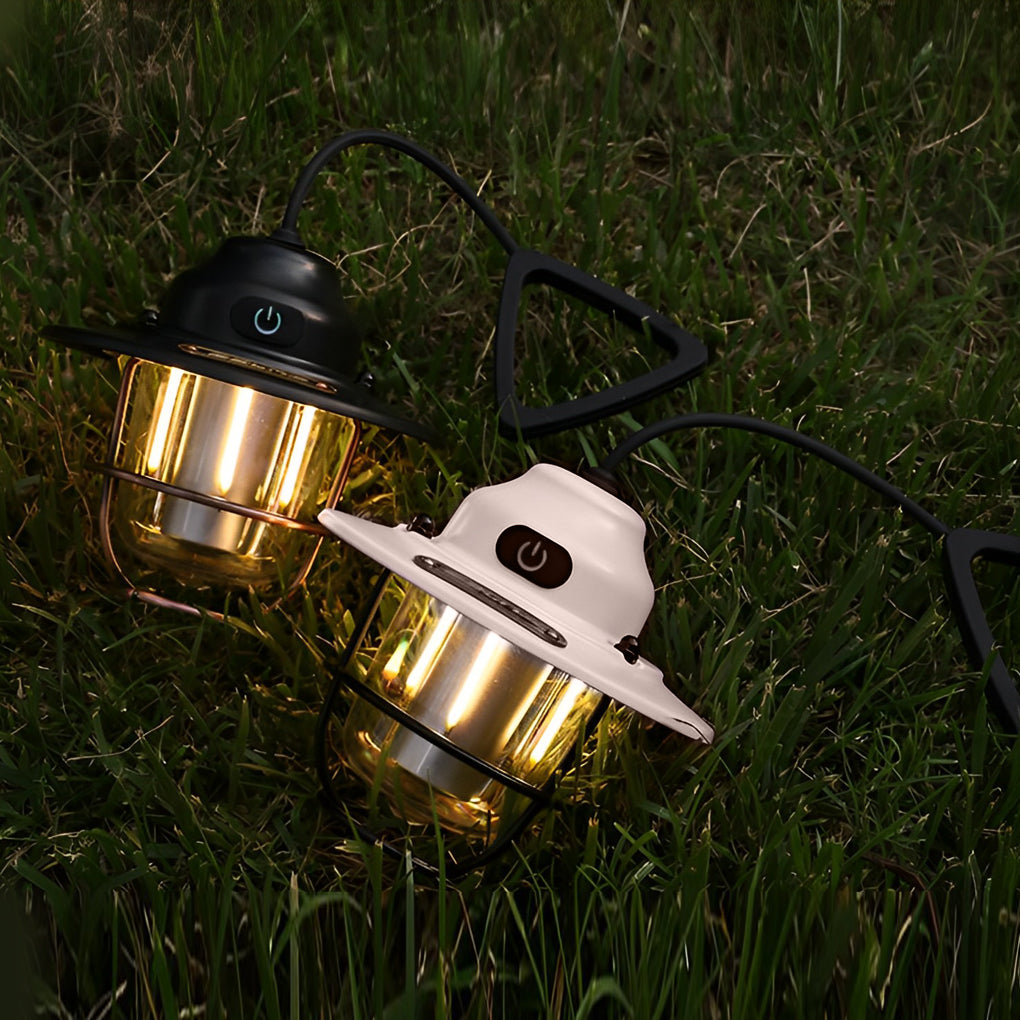 Retro LED Rechargeable Outdoor Camping Lantern with USB Charging