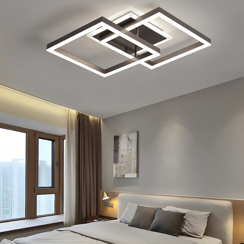 Modern Square Overlapping LED Aluminum Semi-Flush Ceiling Light