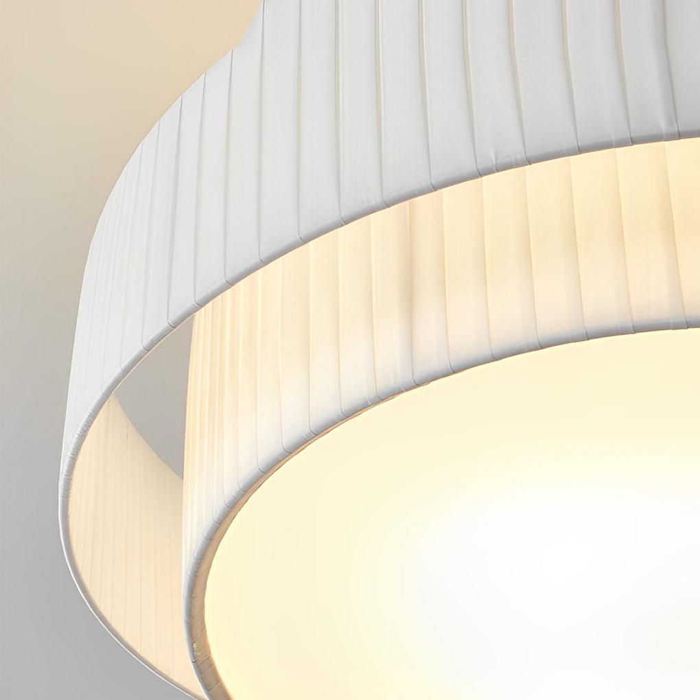 Double Layer Drum Pendant Light Modern Nordic White Fabric