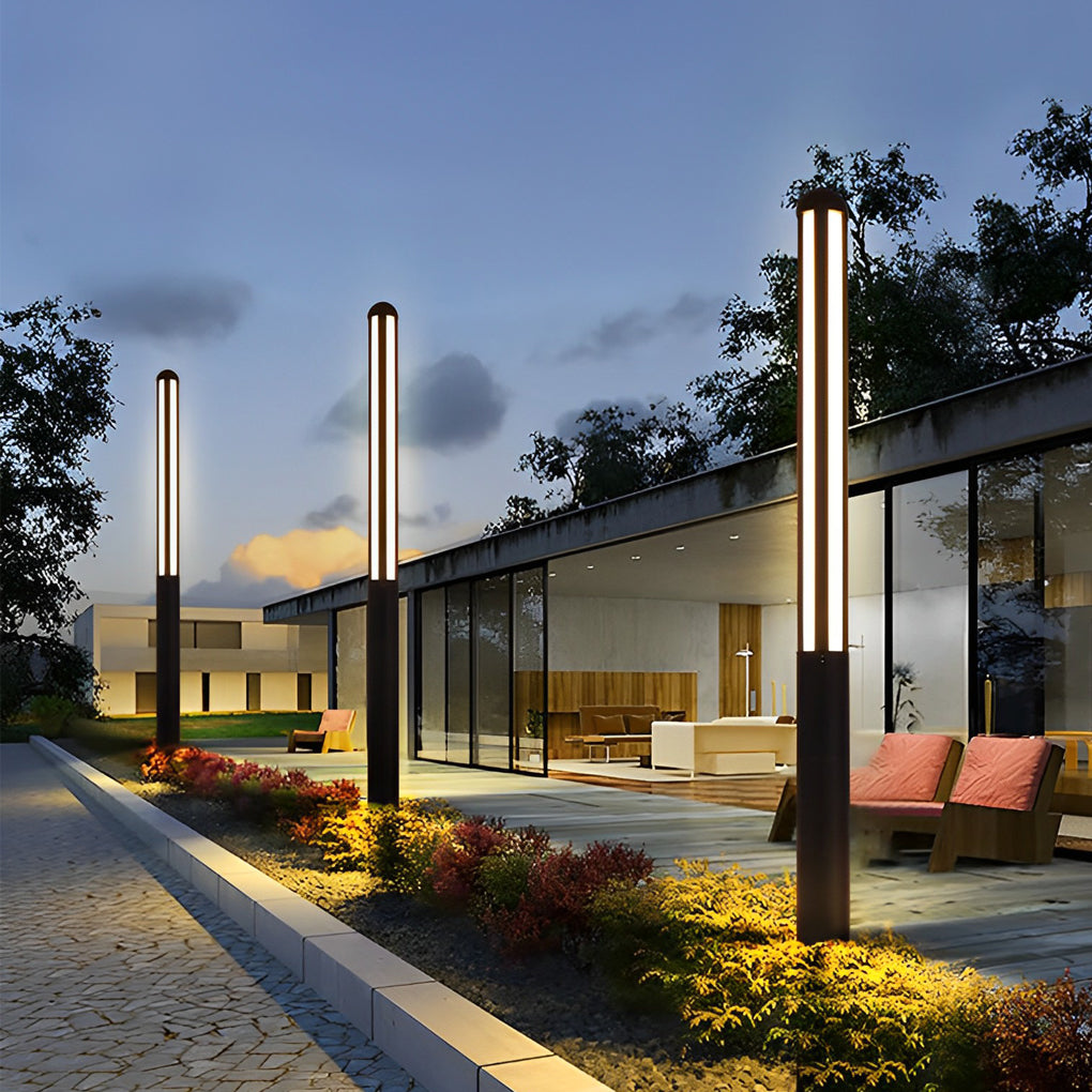 Modern Black Aluminum LED Bollard Light – Outdoor Waterproof