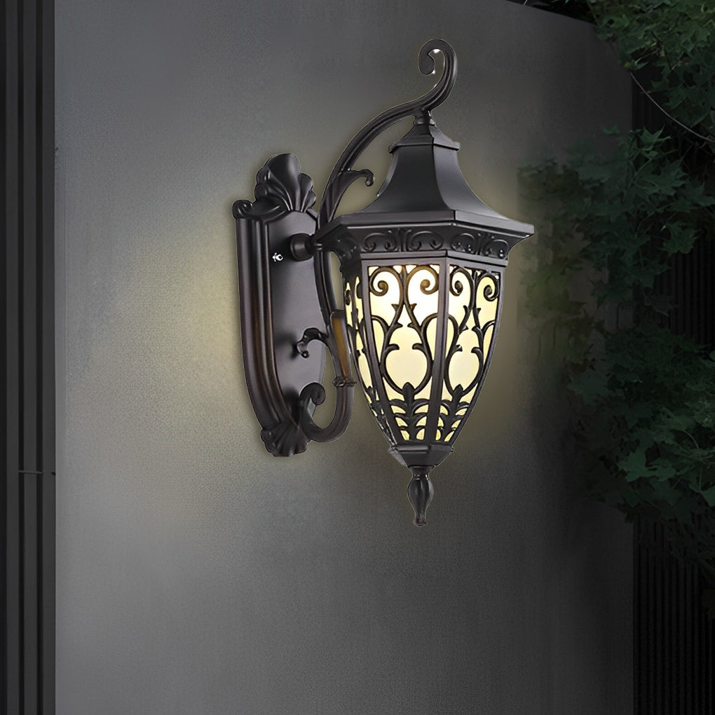 Solar Flower Pattern Outdoor Wall Lamp with Remote Control