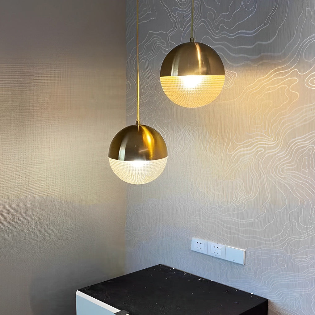 Modern Glass Globe Pendant Light with Gold & Black Finish