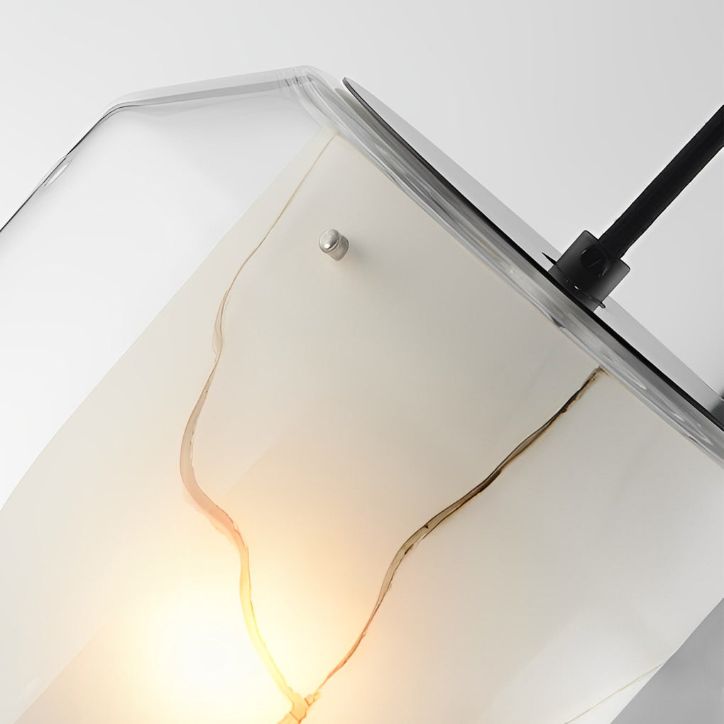 Double Glass Pendant Light Modern Marble Effect Chandelier