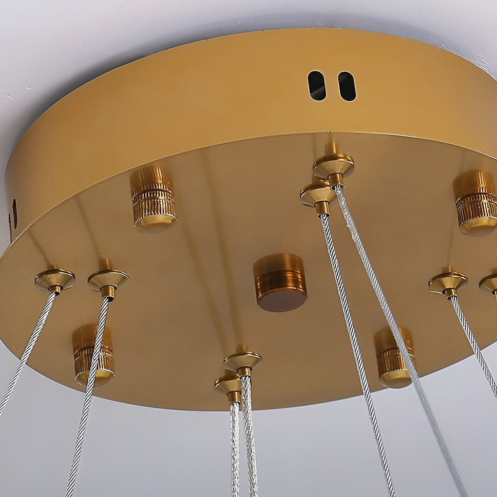 Modern Ring Crystal Chandelier with Stepless Dimming - Gold Finish