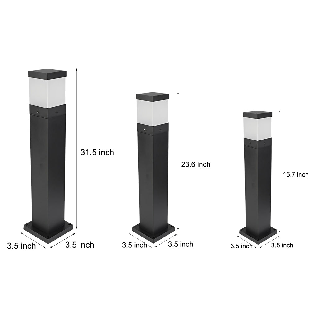 Modern Square Aluminum Bollard Light Outdoor Landscape Lighting